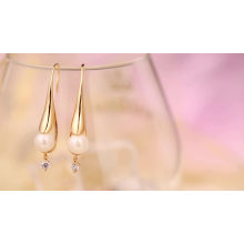 97350 Xuping fashion new design gold jewelry rhodium color pearl earrings bijouterie